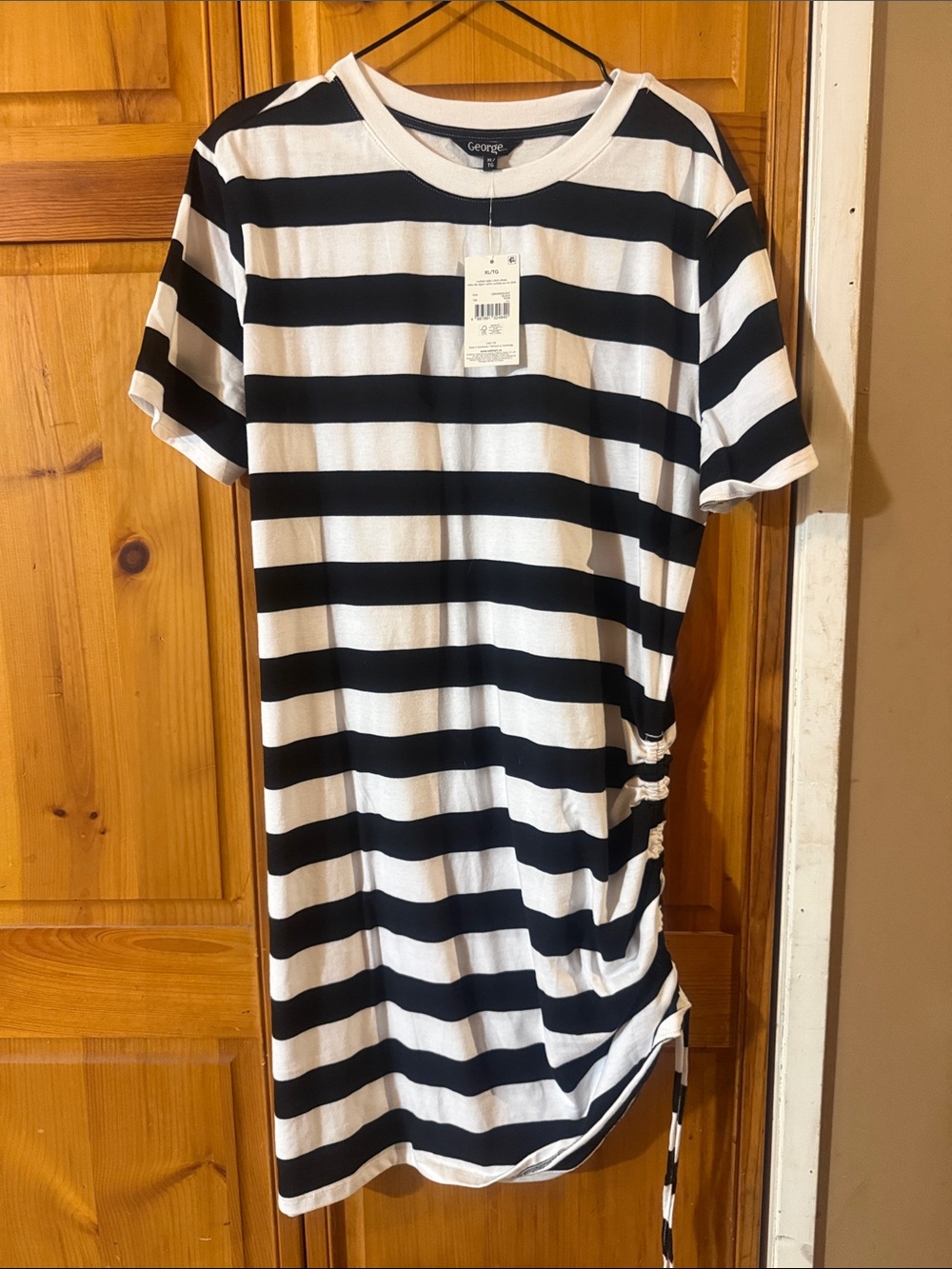 George Black & White Horizontal Stripe Short Sleeve Tee Dress